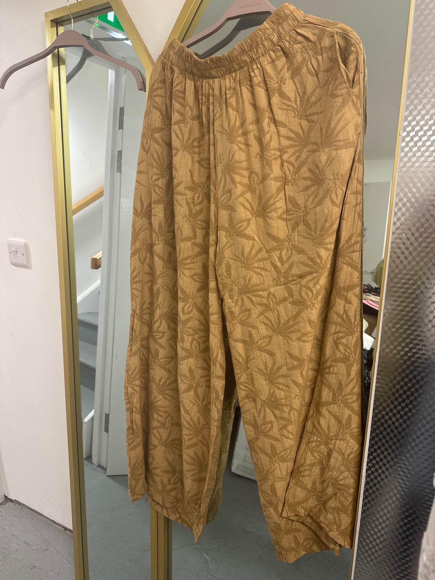 Botanical Print Wide Leg Trousers