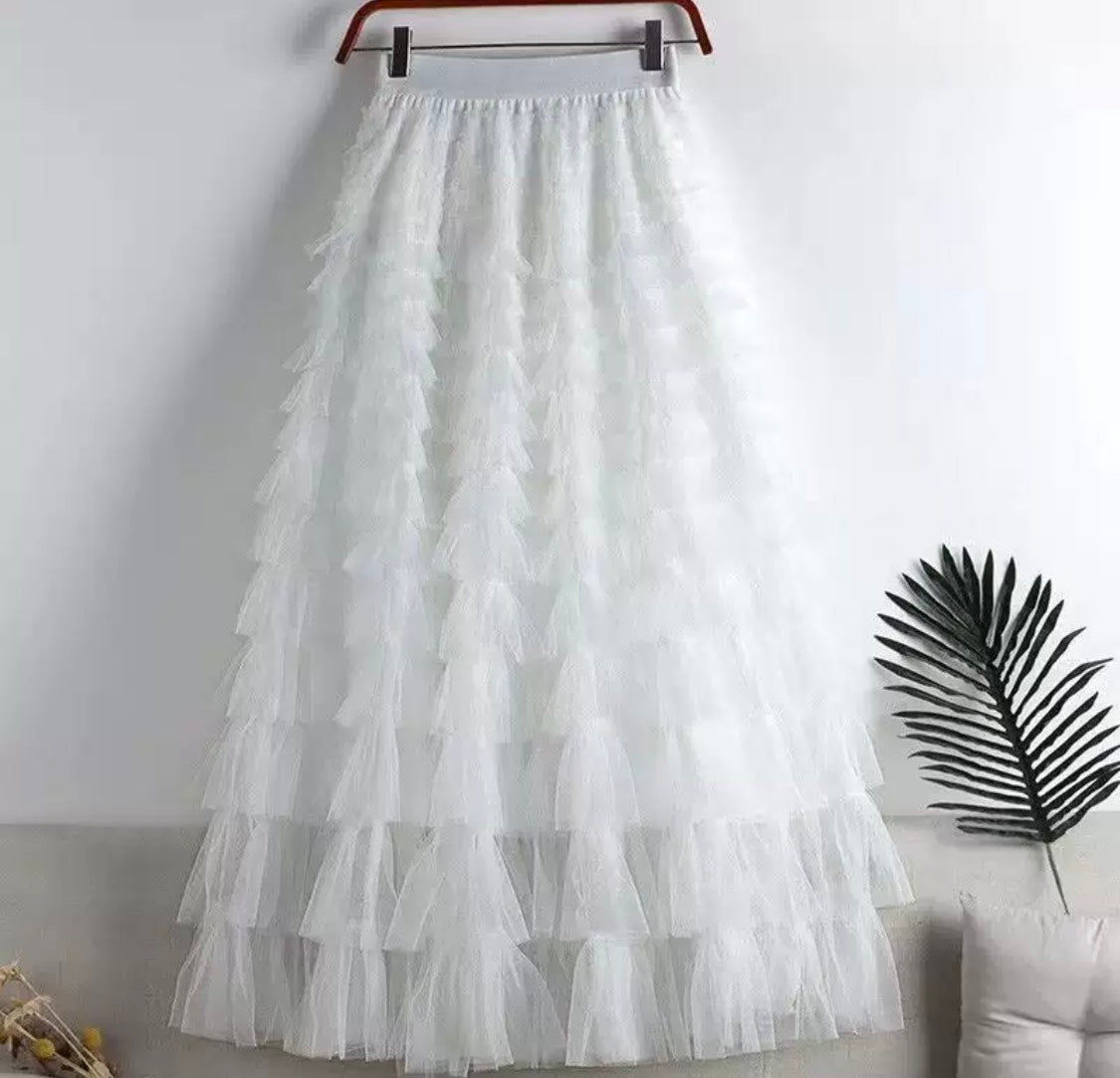 Layered Tulle Midi Skirt