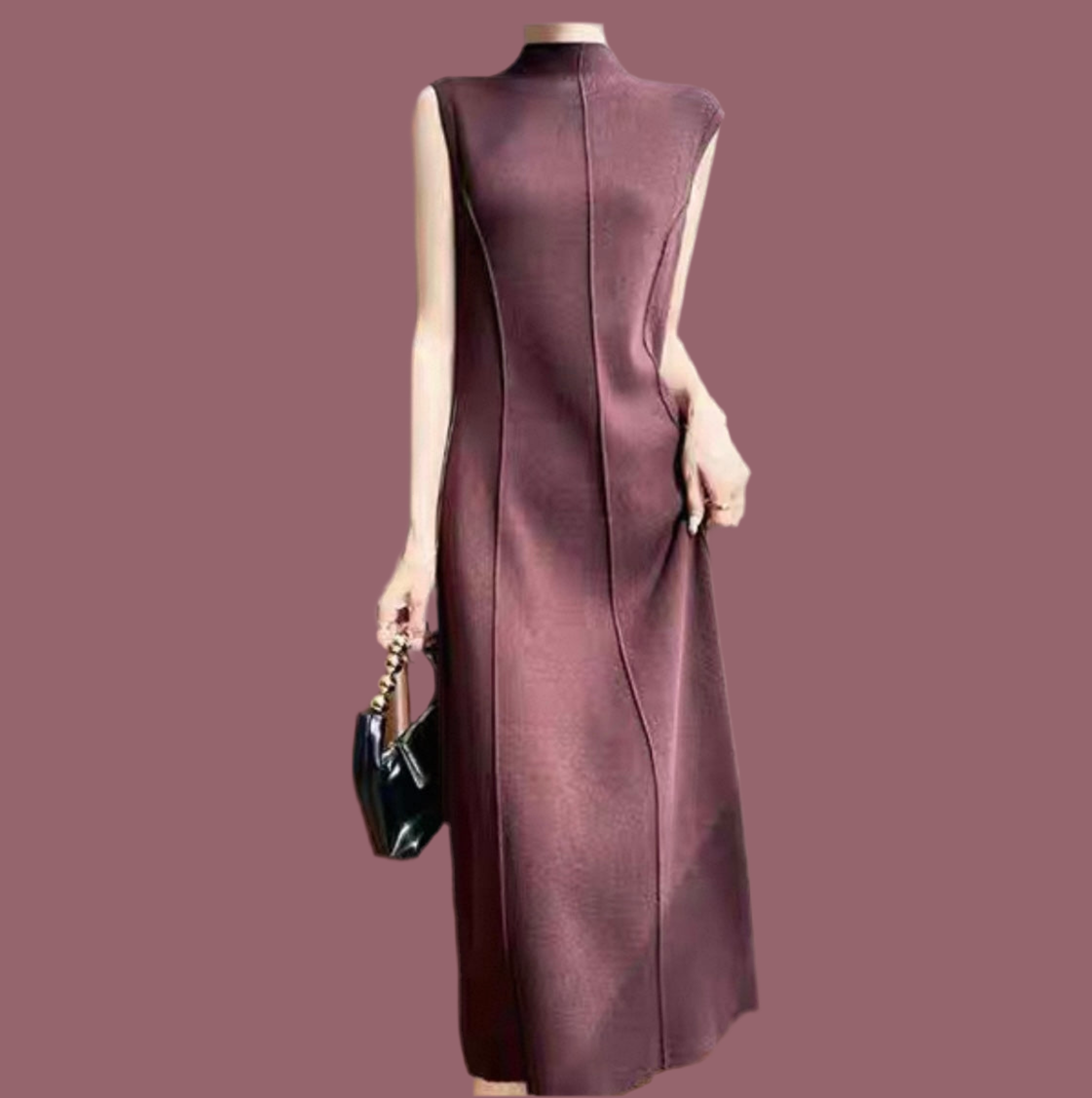 Sleeveless Burgundy Maxi Dress