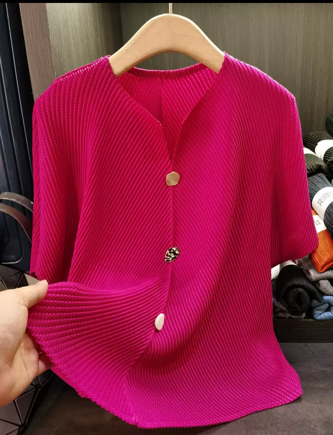 Pleated Short Sleeve Top