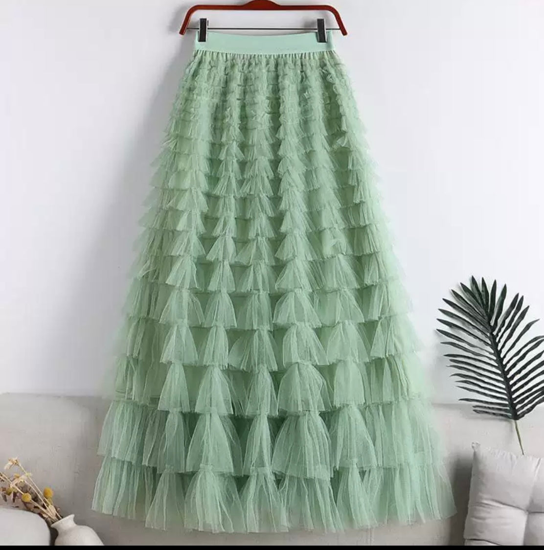 Layered Tulle Midi Skirt