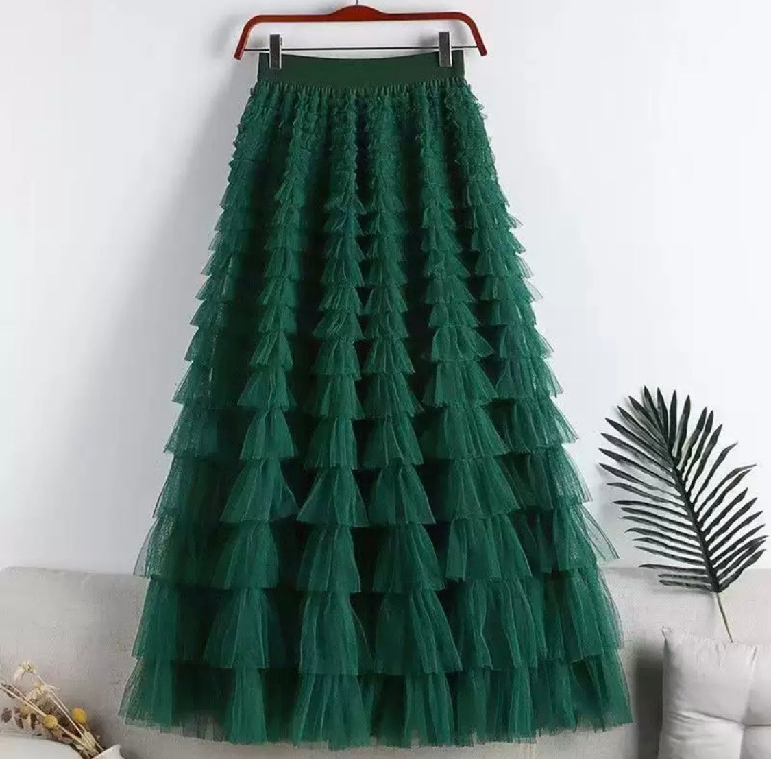 Layered Tulle Midi Skirt