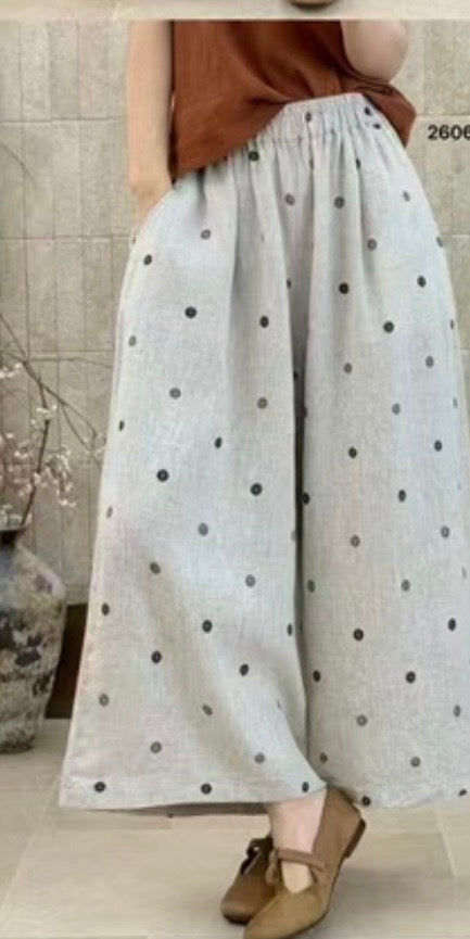 Linen Polka Dot Culottes