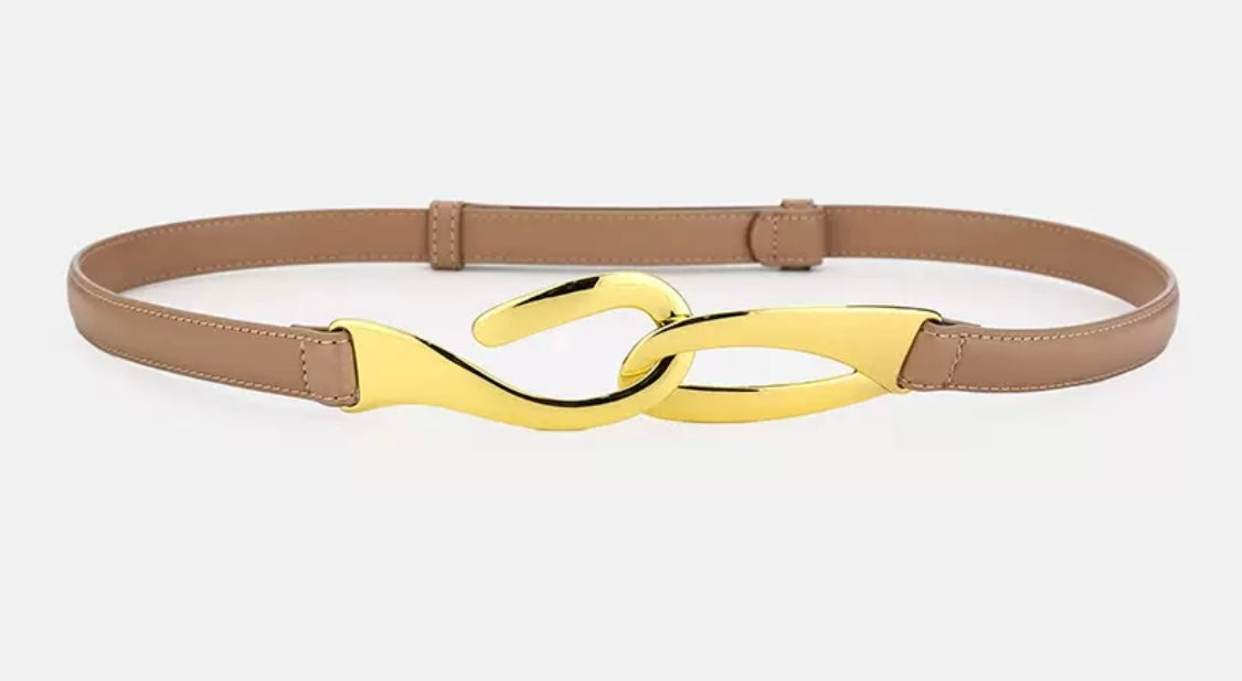 Slim Belt with Sculptural Gold Buckle