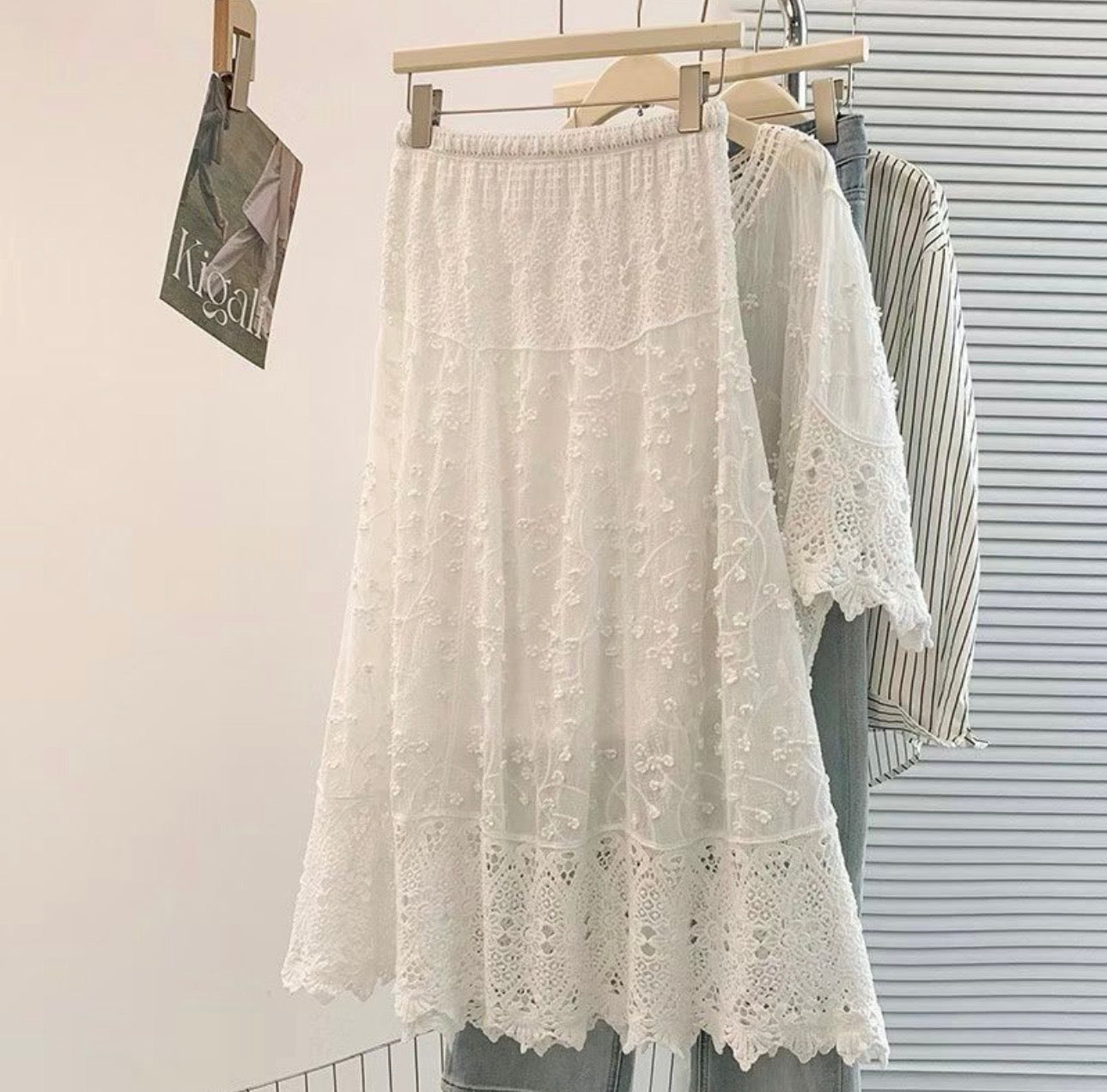 Embroidered Lace Maxi Skirt