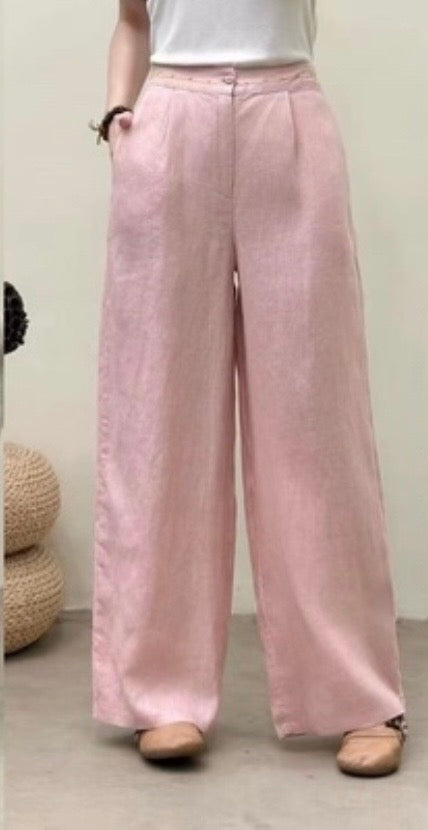 Linen Wide Leg Trousers – Relaxed Fit