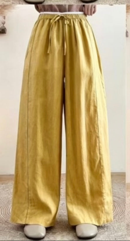 Lightweight Linen Wide Leg Trousers