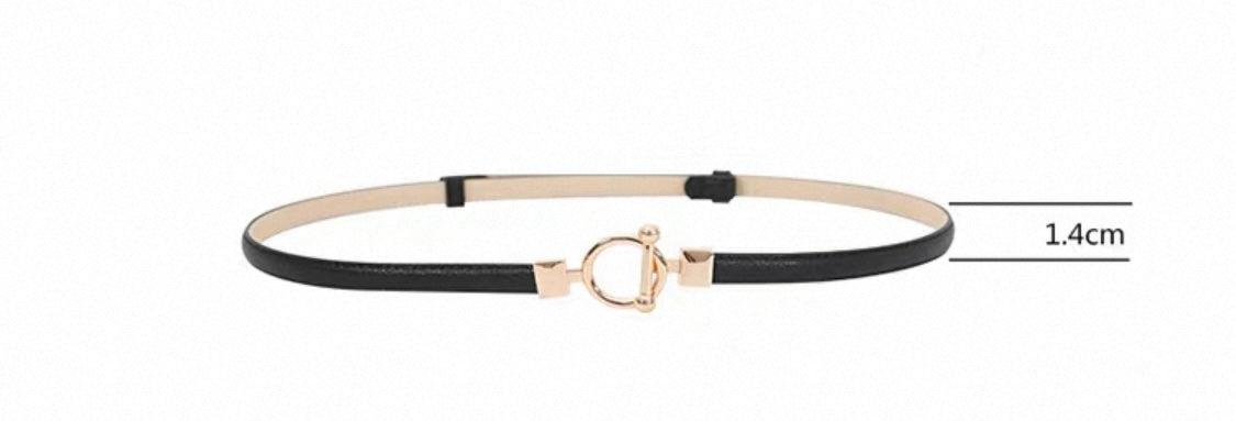 Slim Leather Belt with Gold Detail