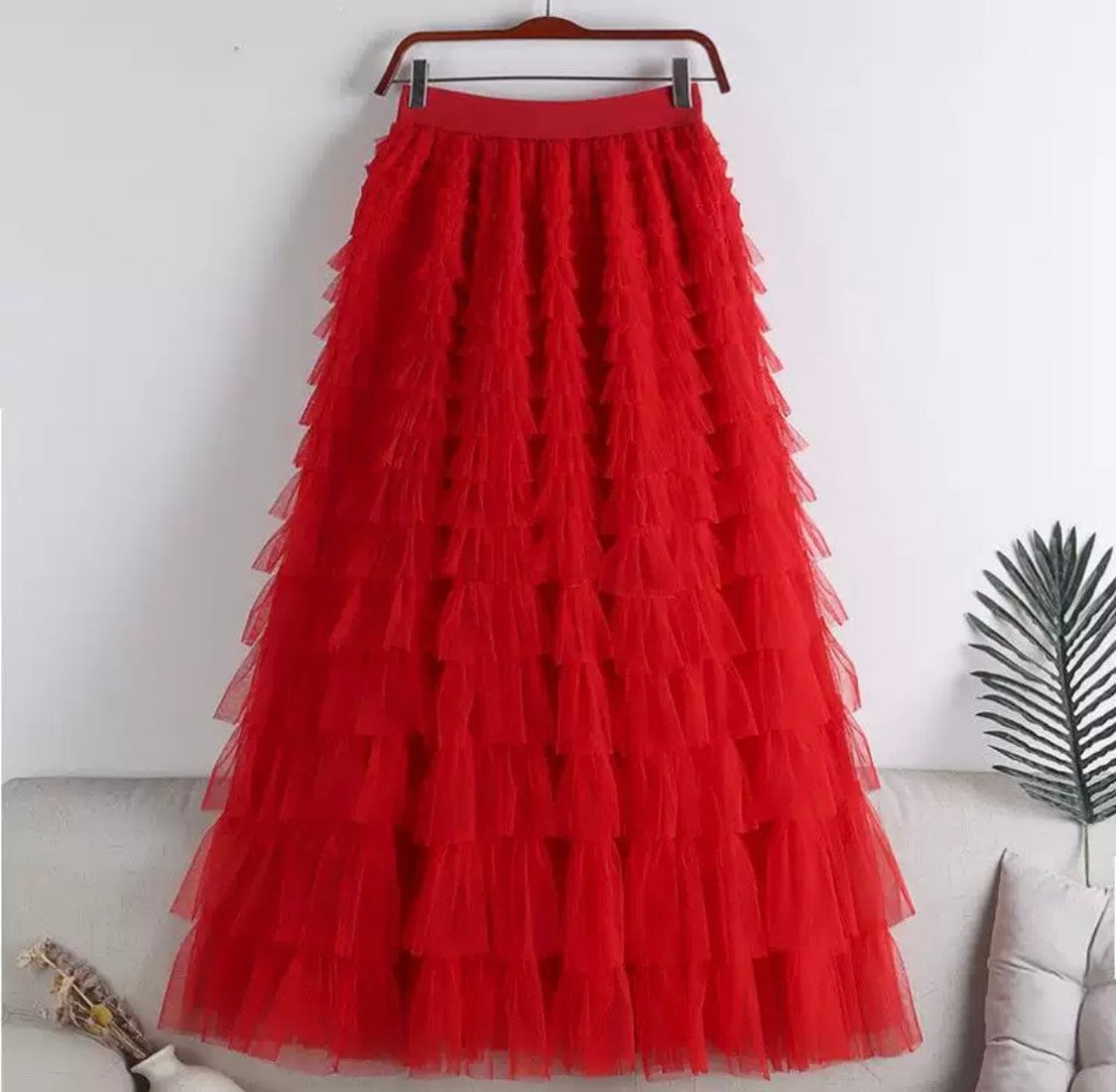Layered Tulle Midi Skirt