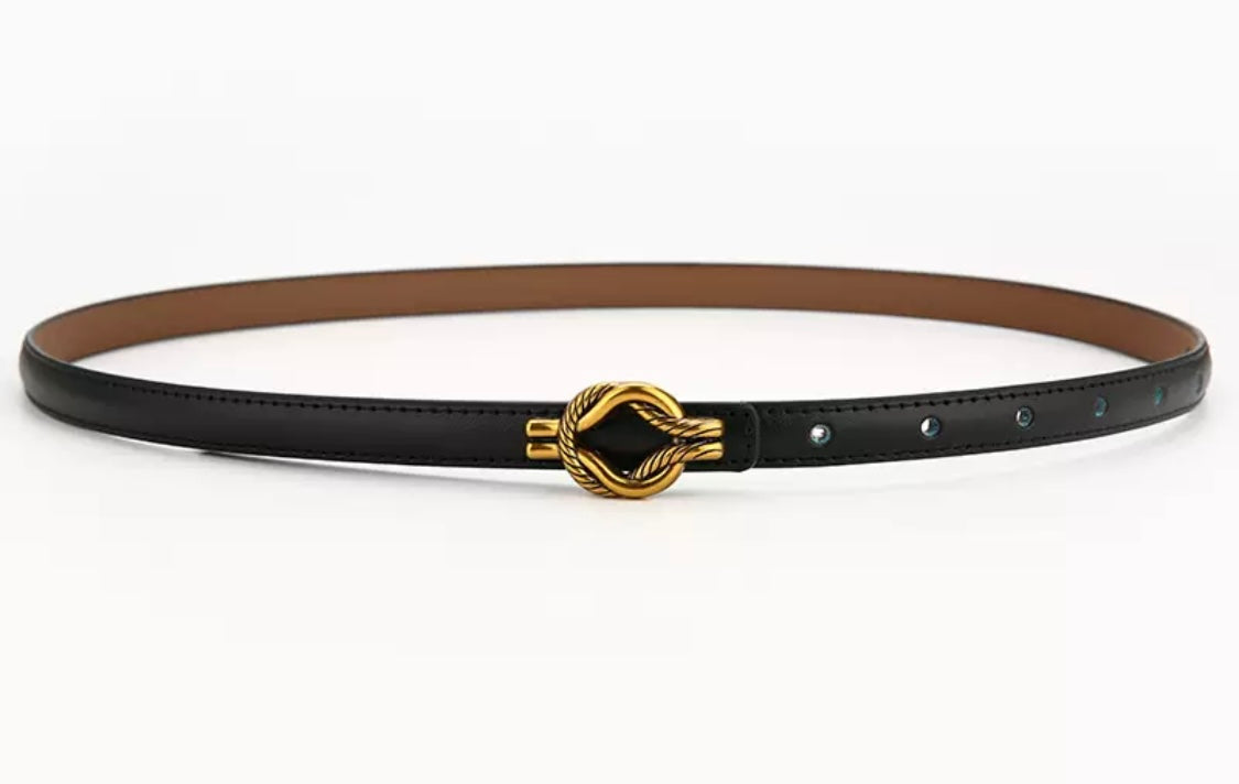 Slim Belt with Gold Buckle