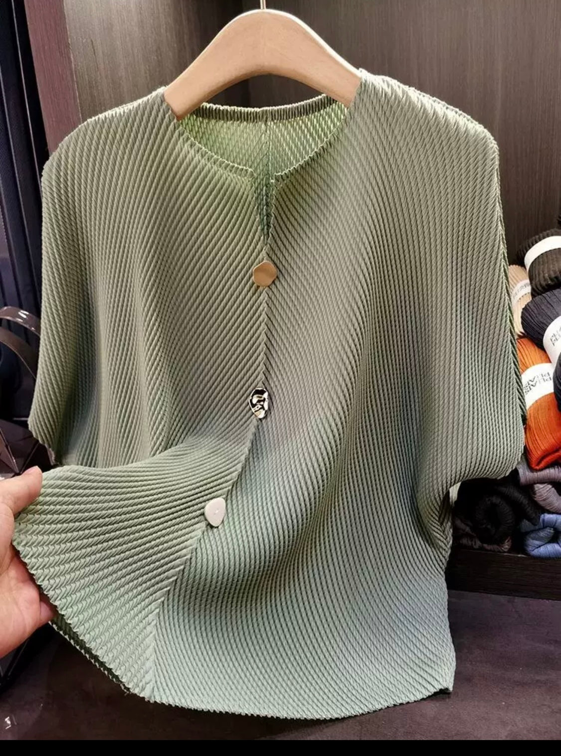 Pleated Short Sleeve Top