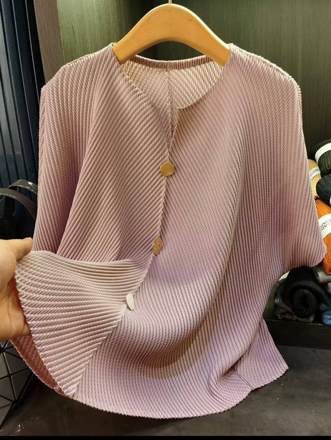 Pleated Short Sleeve Top