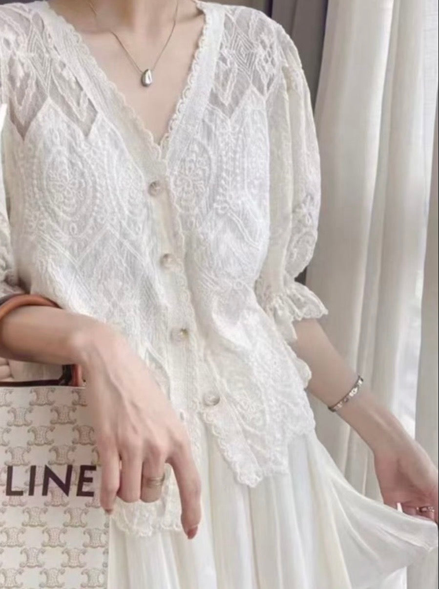 Crochet Floral Knit Top