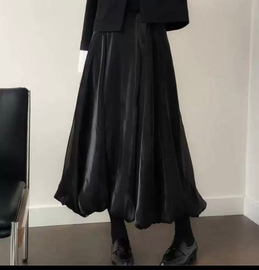 Satin Flow Midi Skirt