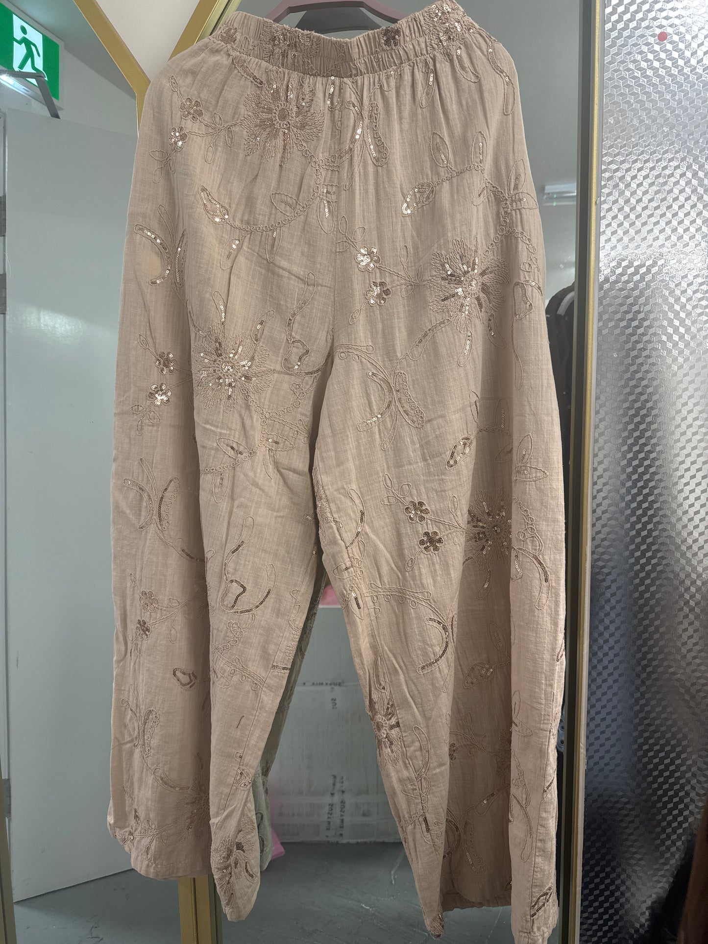 Sequin Embroidered Relaxed Trousers