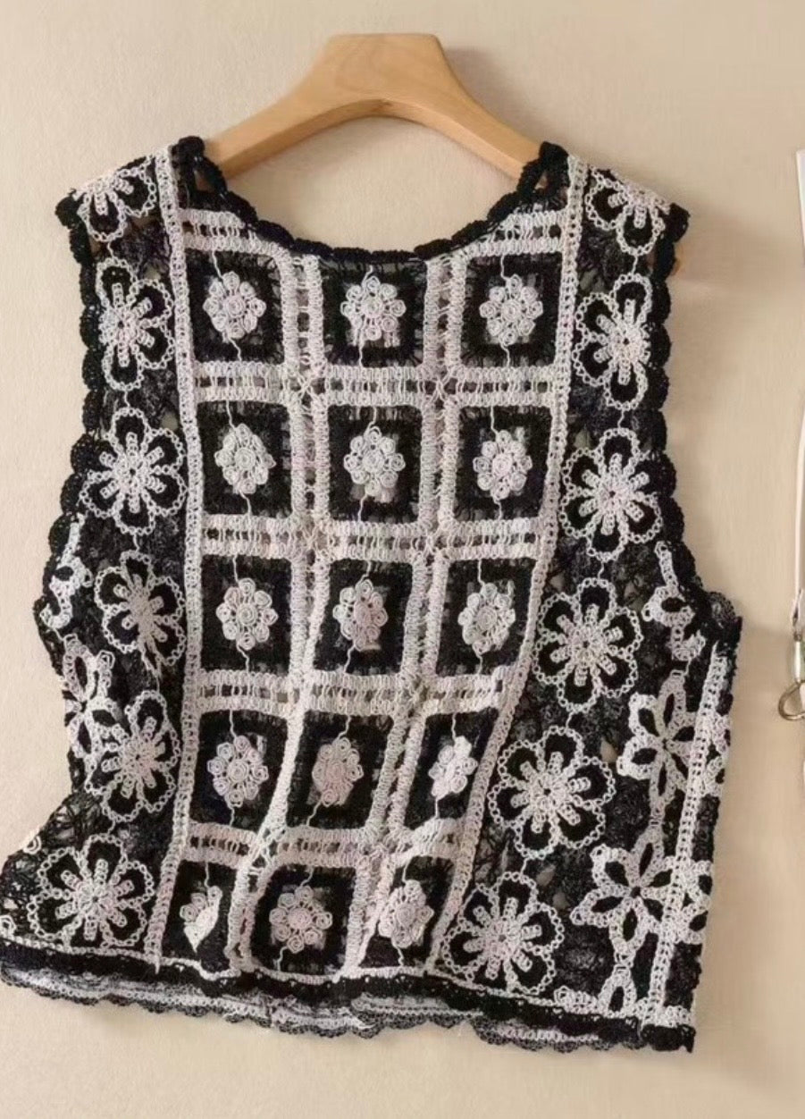 Crochet Floral Contrast cardigan
