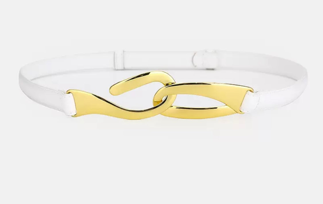 Slim Belt with Sculptural Gold Buckle