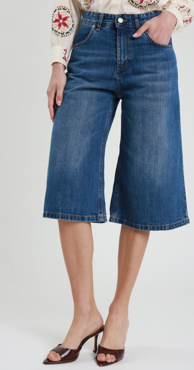 Chambray Wide Leg Culottes