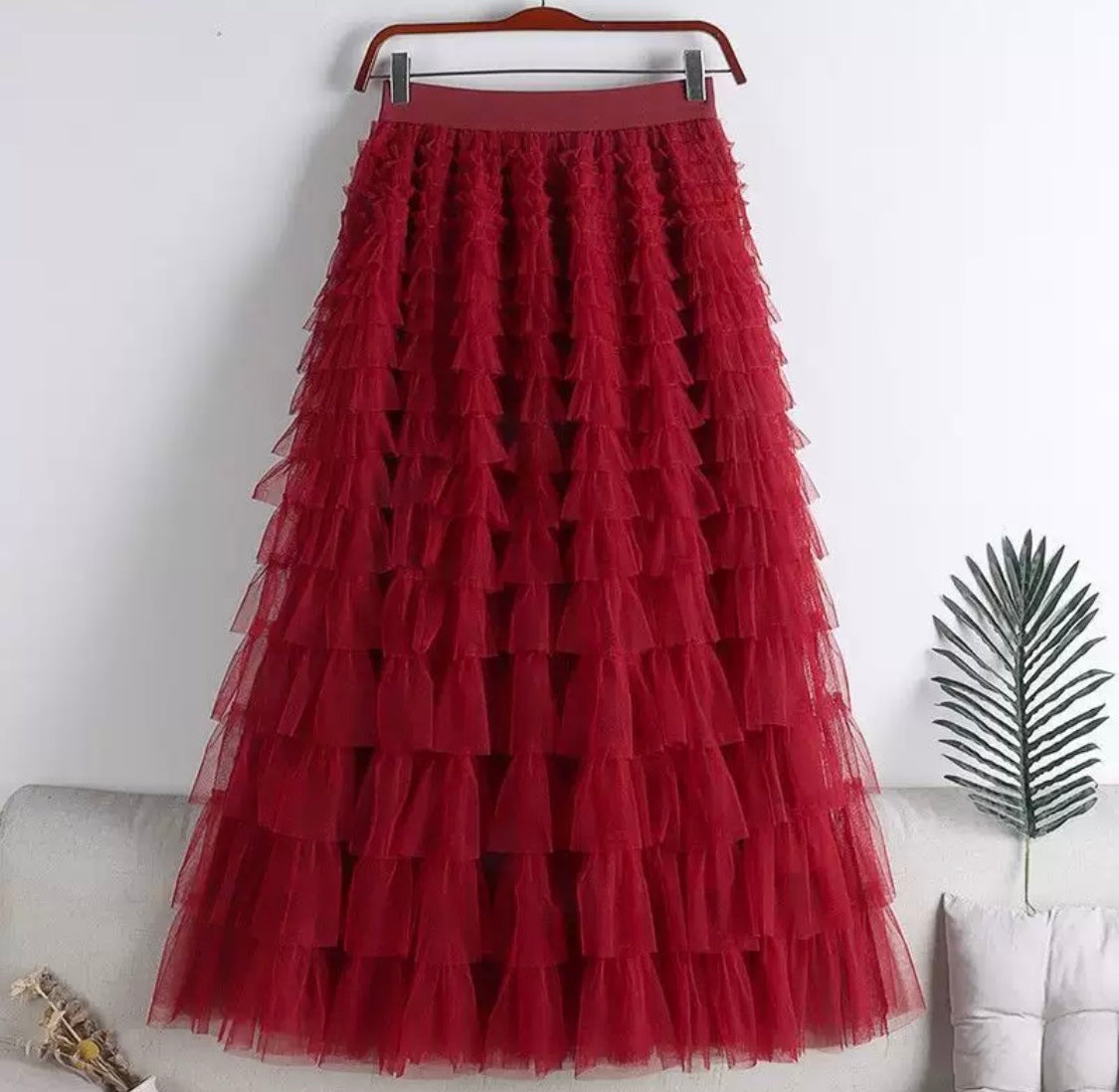 Layered Tulle Midi Skirt