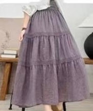 Linen Blend Tiered Skirt