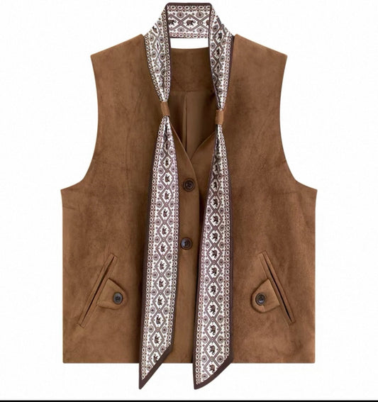 Artisan Suede-Inspired Vest (Brown)