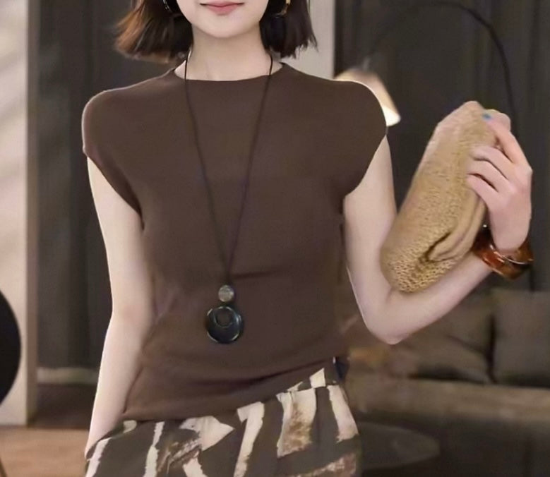 Chocolate Minimal Knit Top