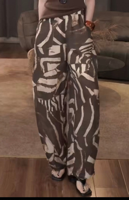 Abstract Print Wide-Leg Trousers