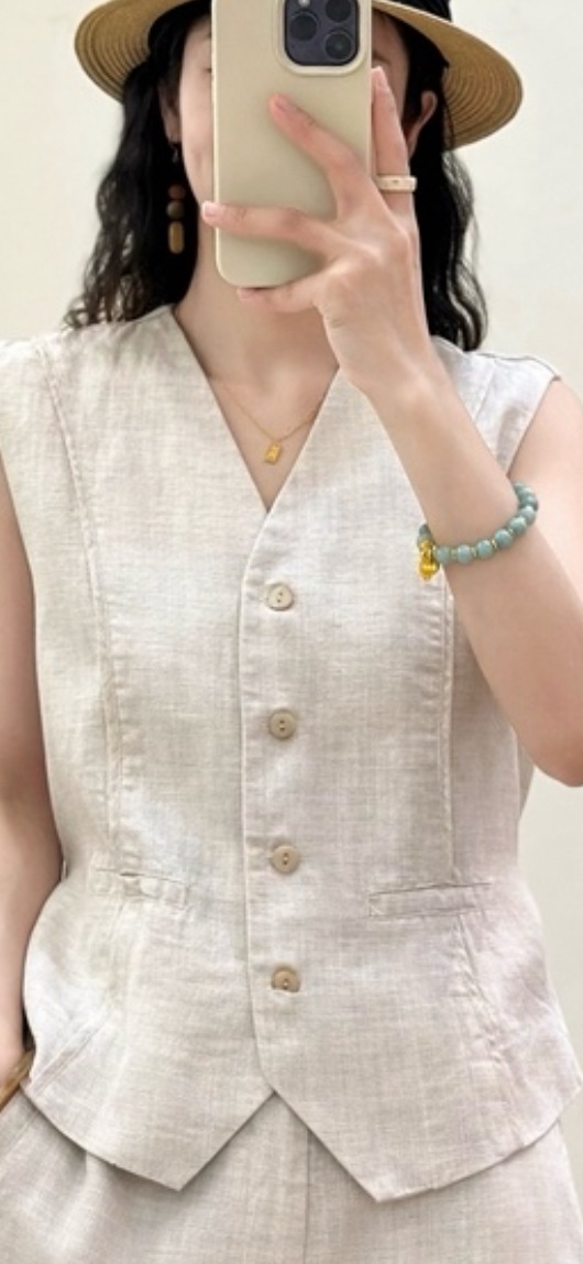Linen Button Vest