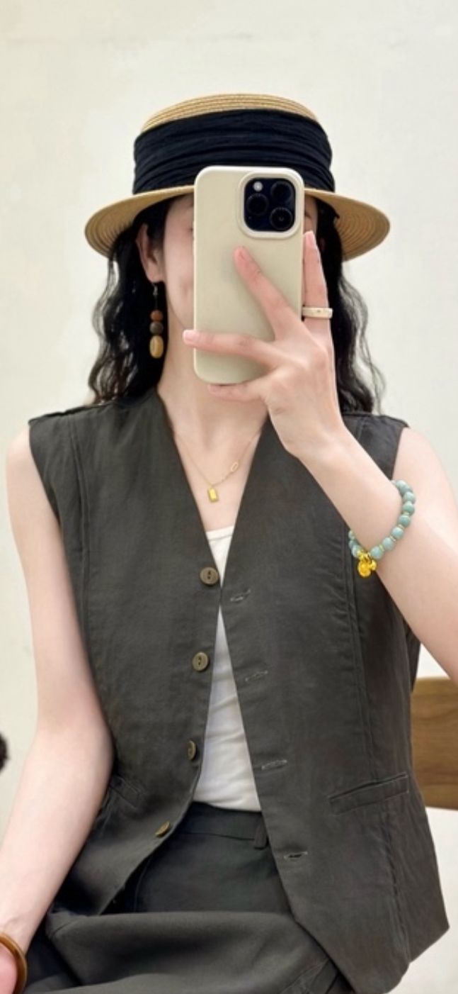 Linen Button Vest