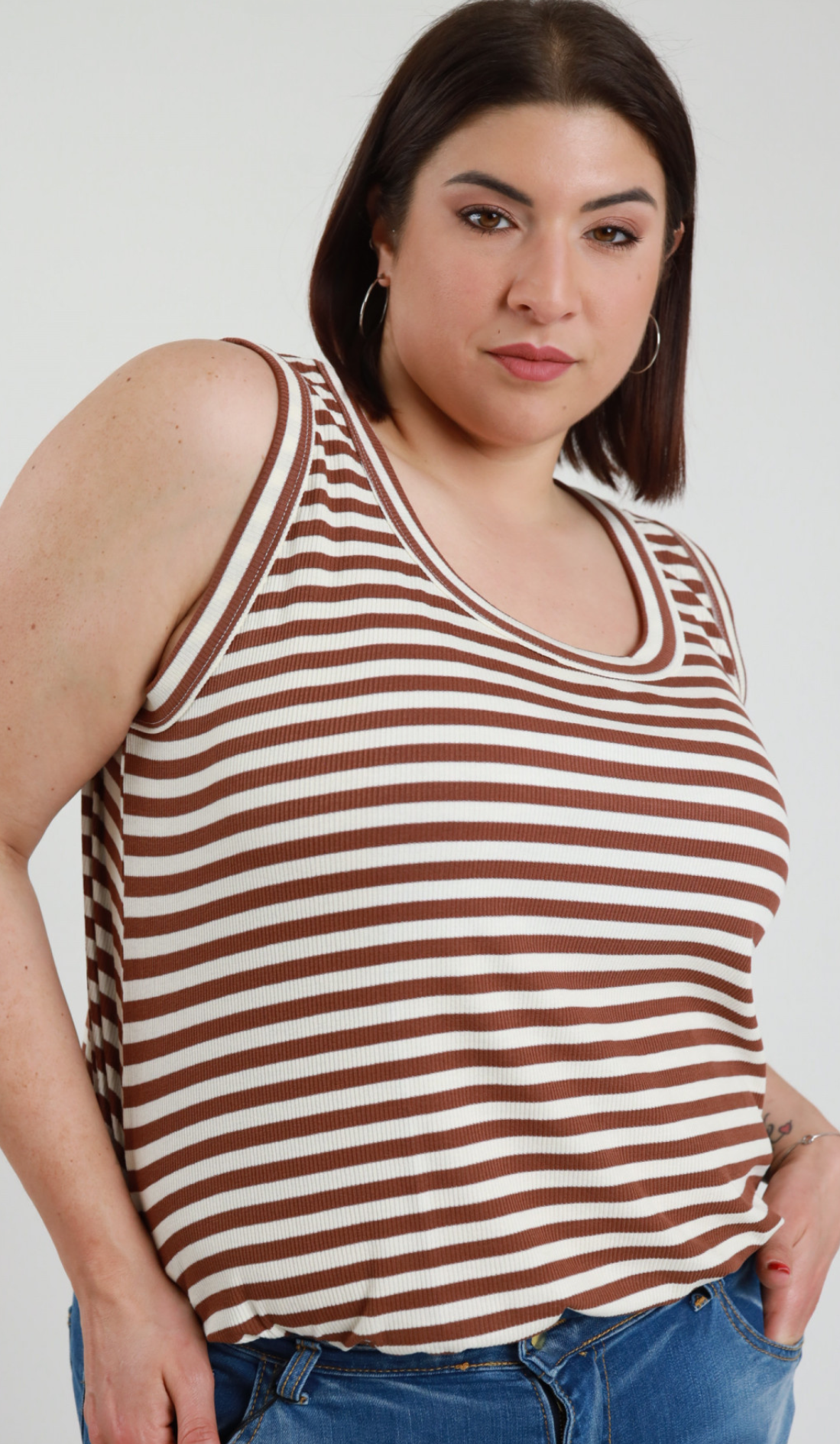 Ribbed Stripe Vest Top