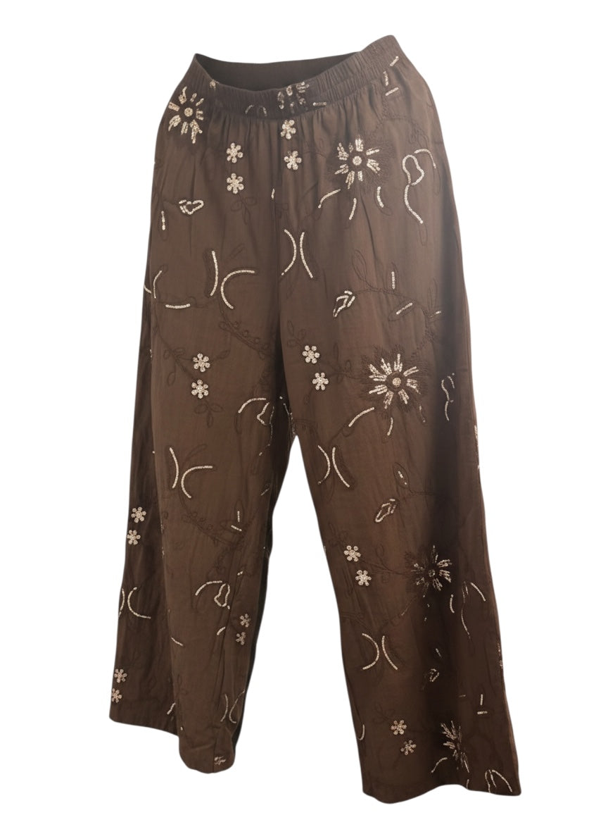Sequin Embroidered Relaxed Trousers