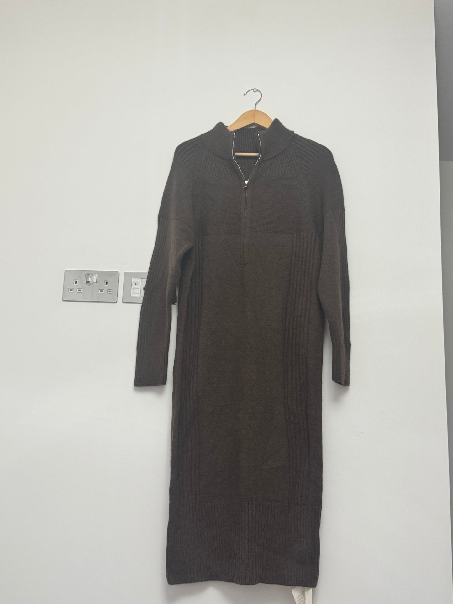 Women’s Knitted Midi Dress with Zip Neck