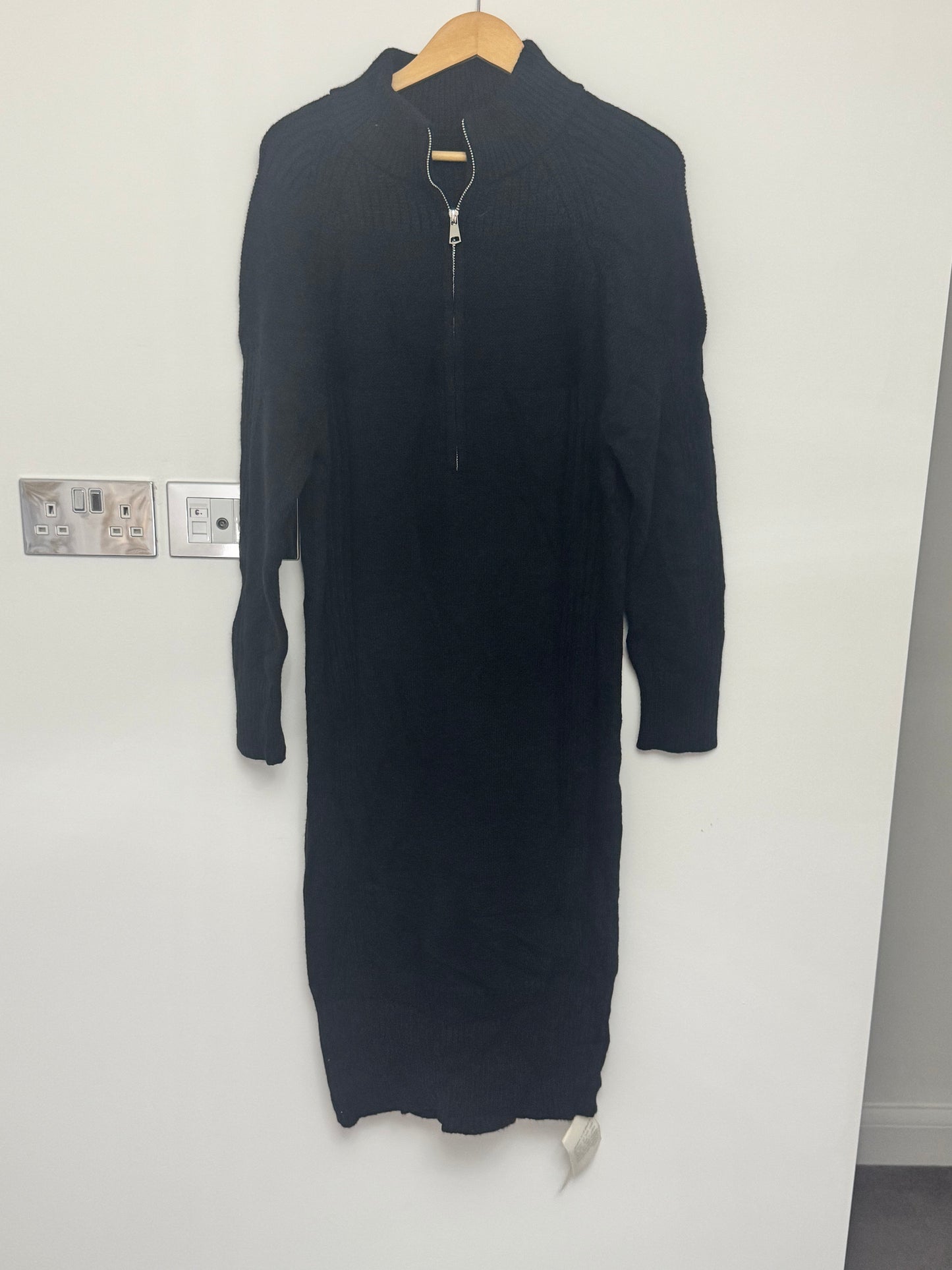 Women’s Knitted Midi Dress with Zip Neck