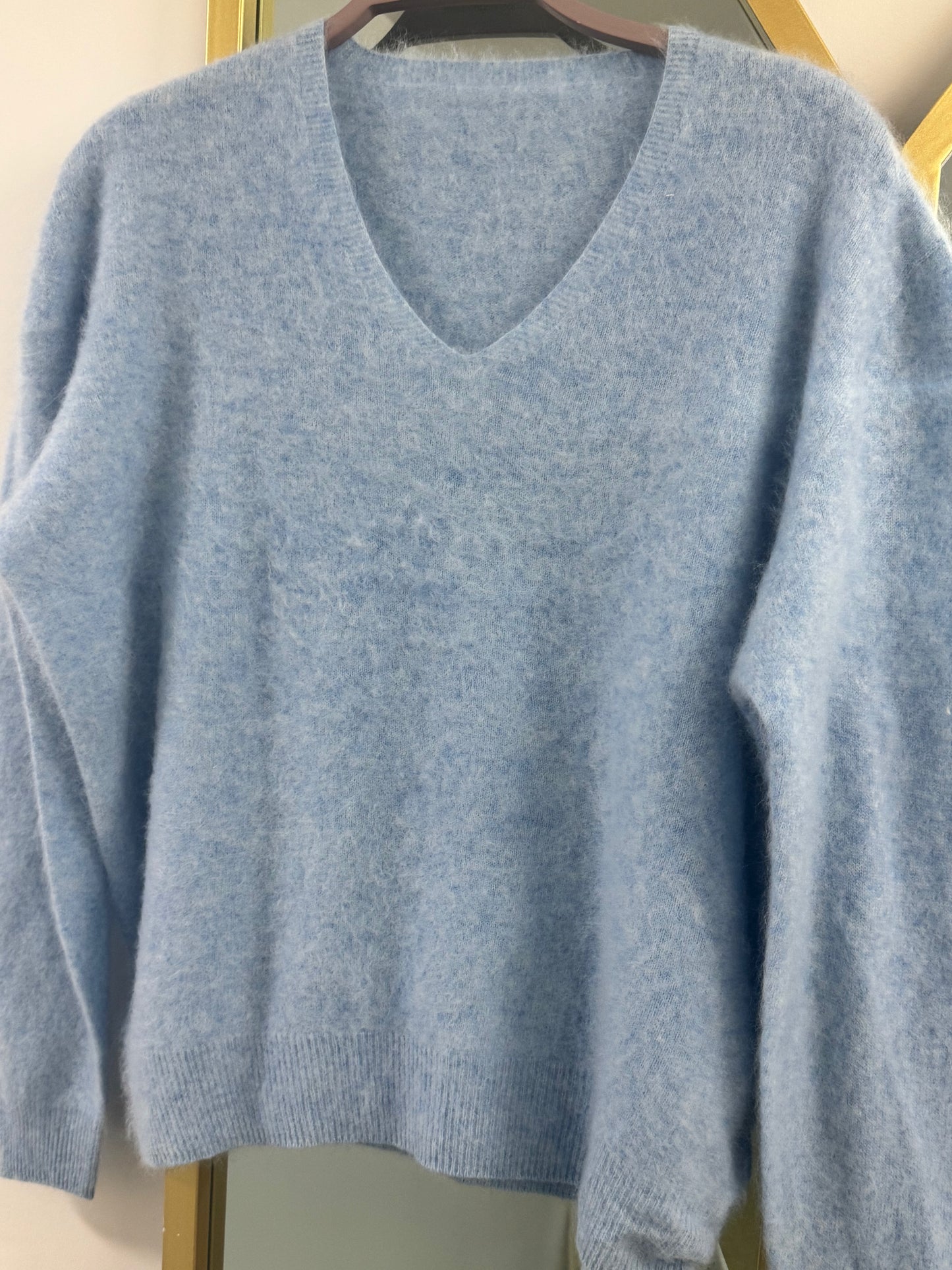 Luxury Merino Wool, Cashmere & Silk V-Neck Jumper
