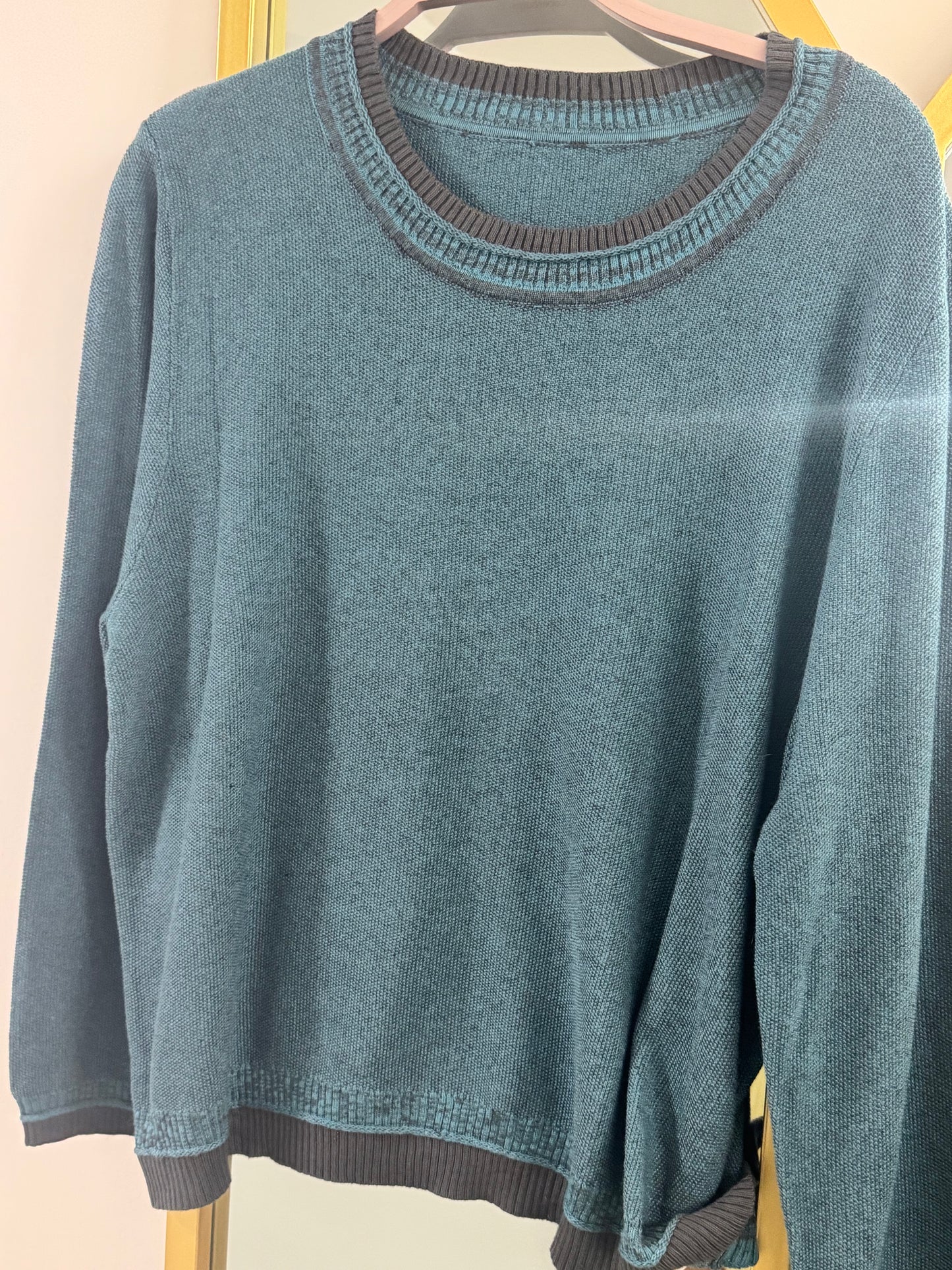 Contrast Trim Cotton Blend Knitted Jumper