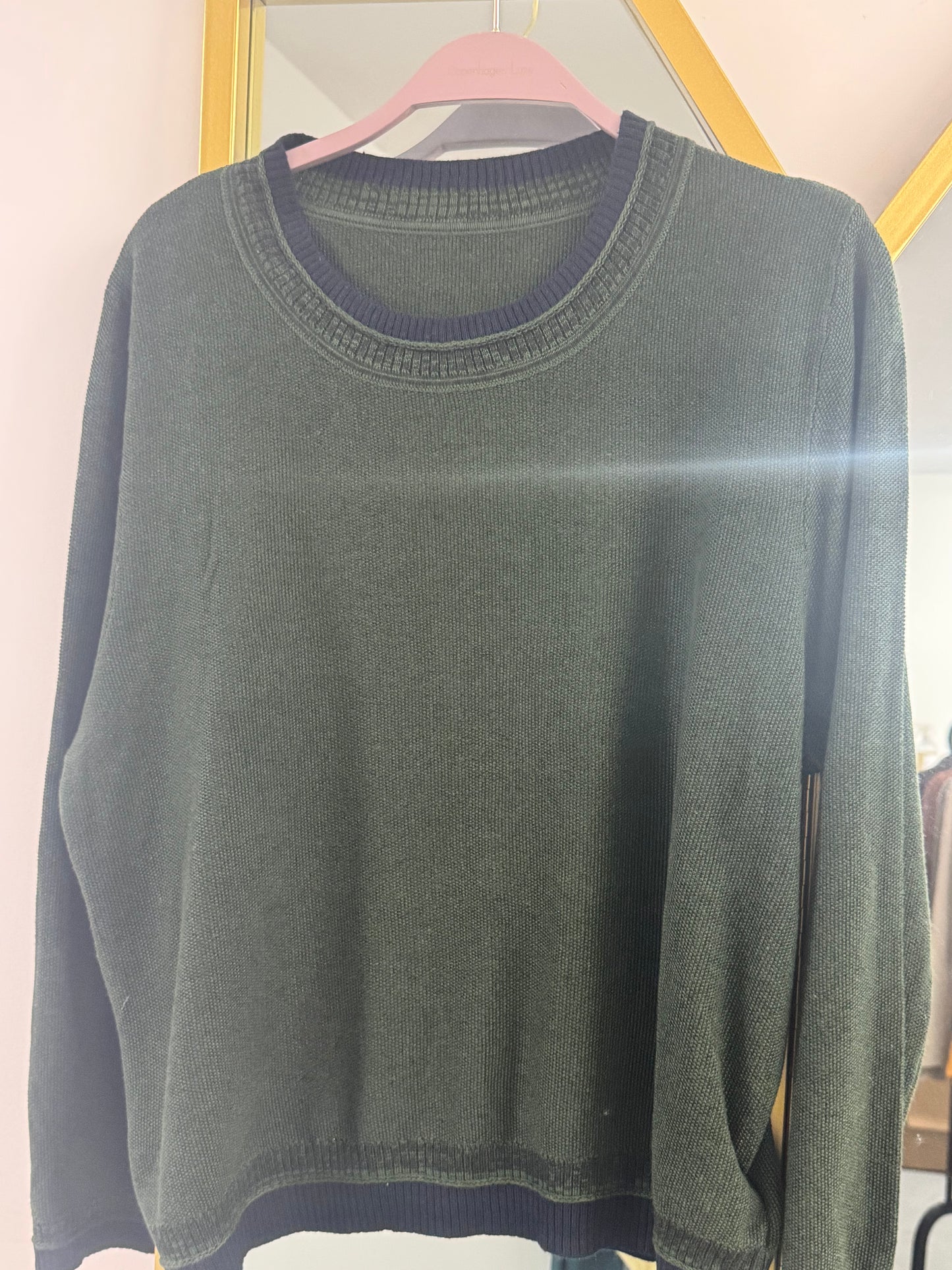 Contrast Trim Cotton Blend Knitted Jumper