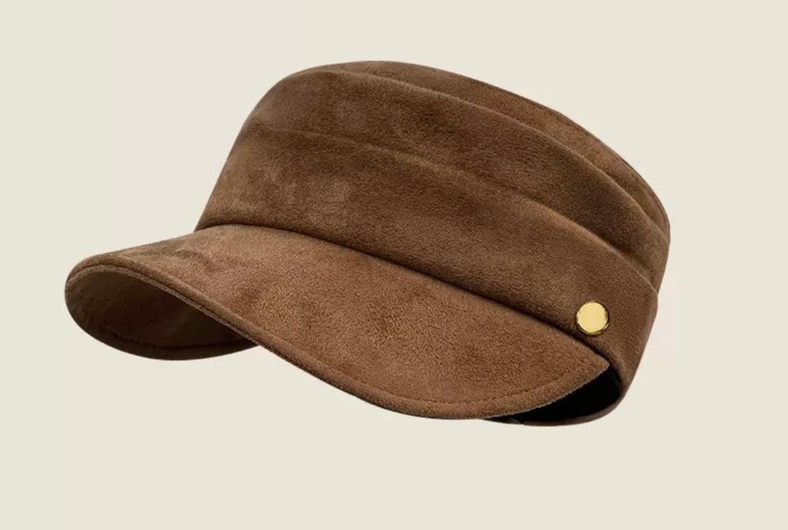 Women’s Suede-Look Military Style Cap