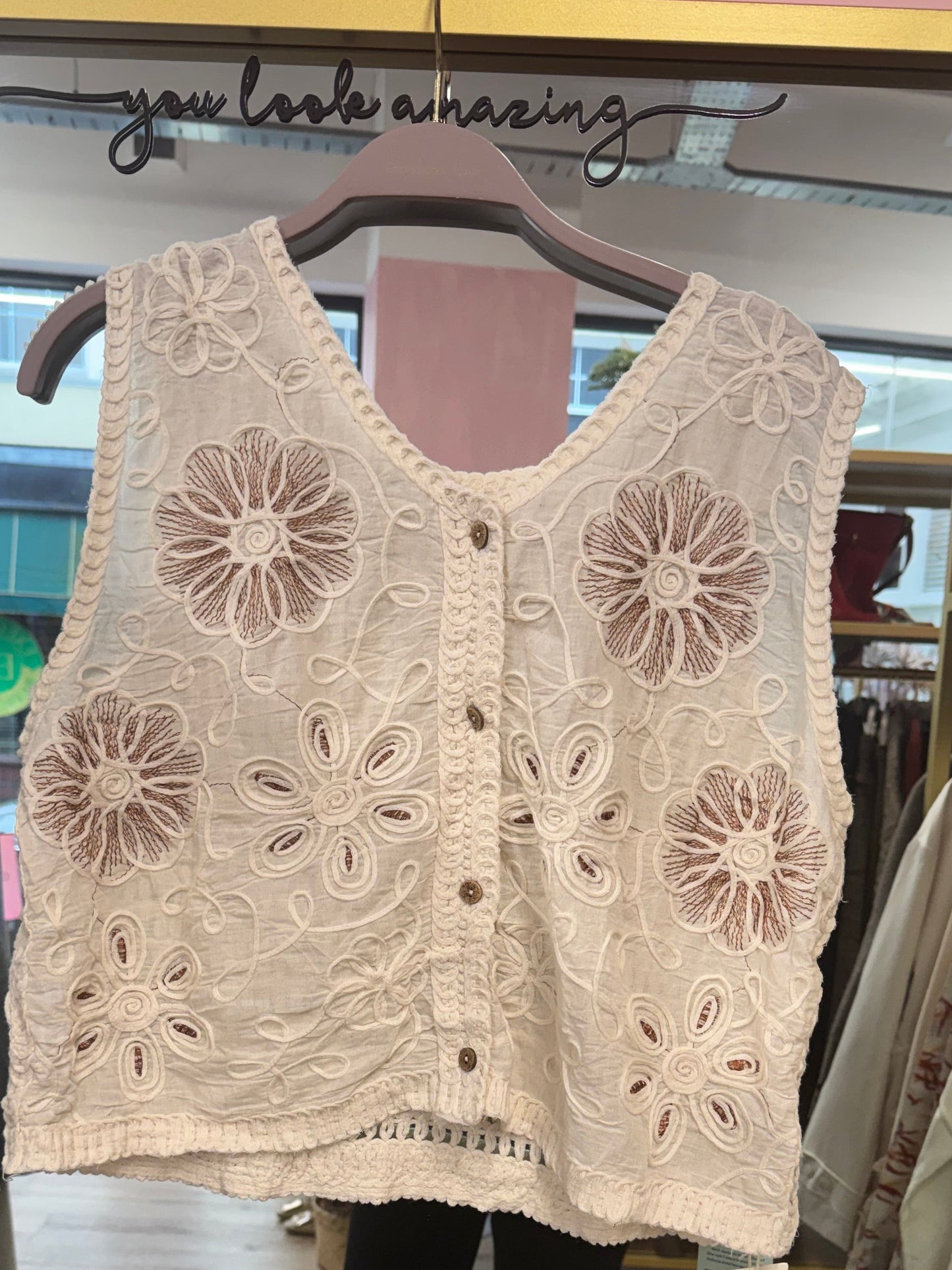 Embroidered Cotton Vest (Boho Style)