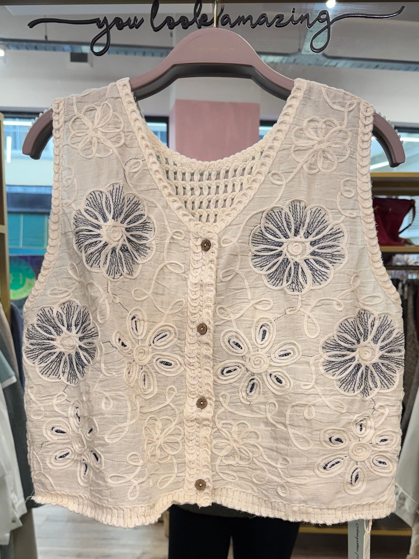 Embroidered Cotton Vest (Boho Style)