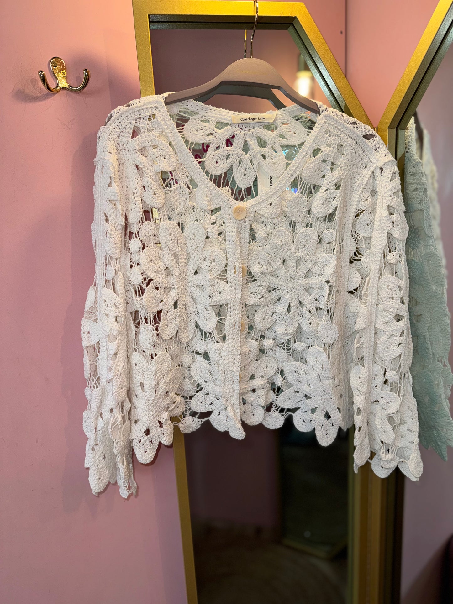 Crochet Floral Lace Cardigan – White