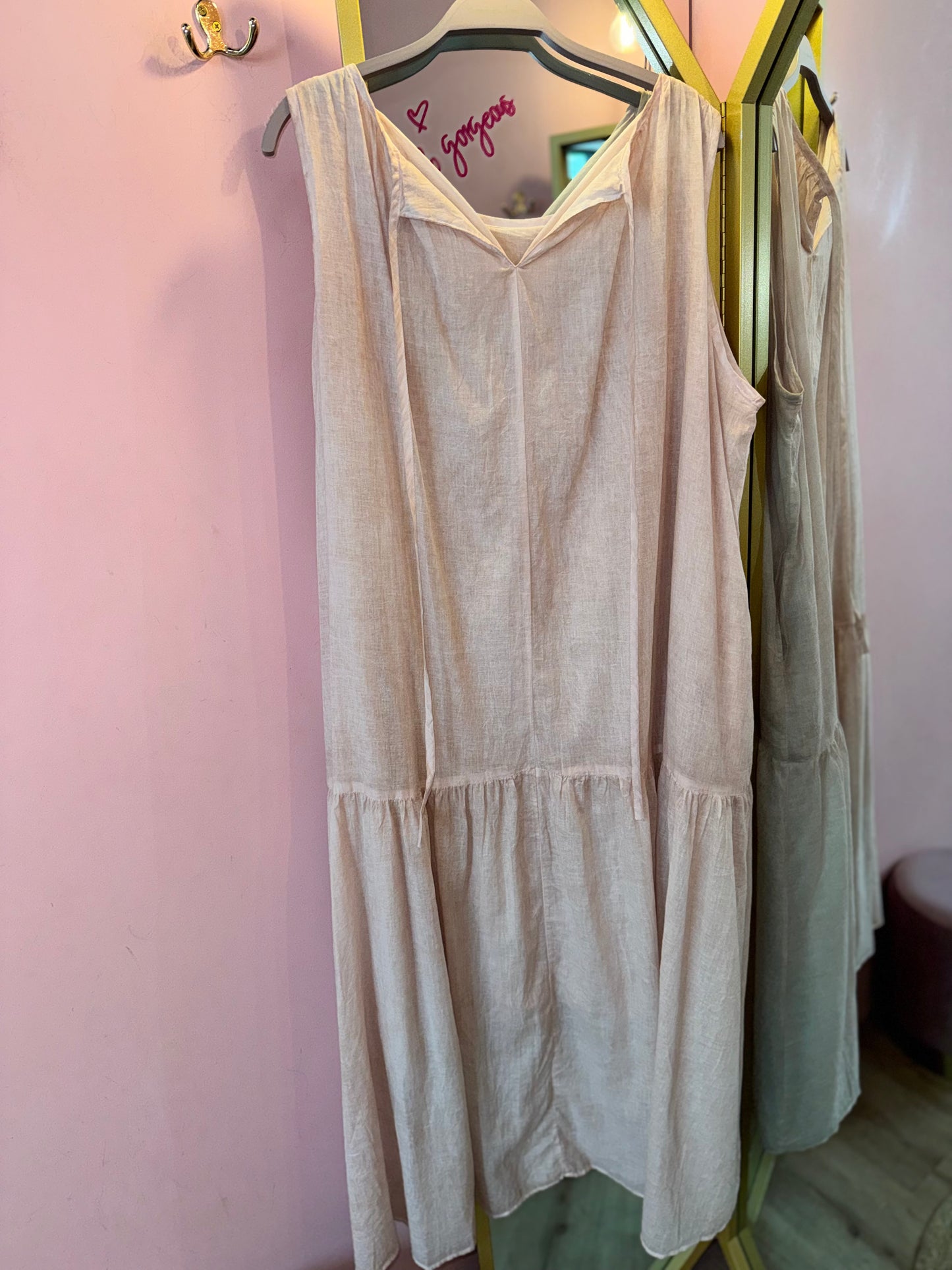 Sleeveless Linen Blend Relaxed Dress