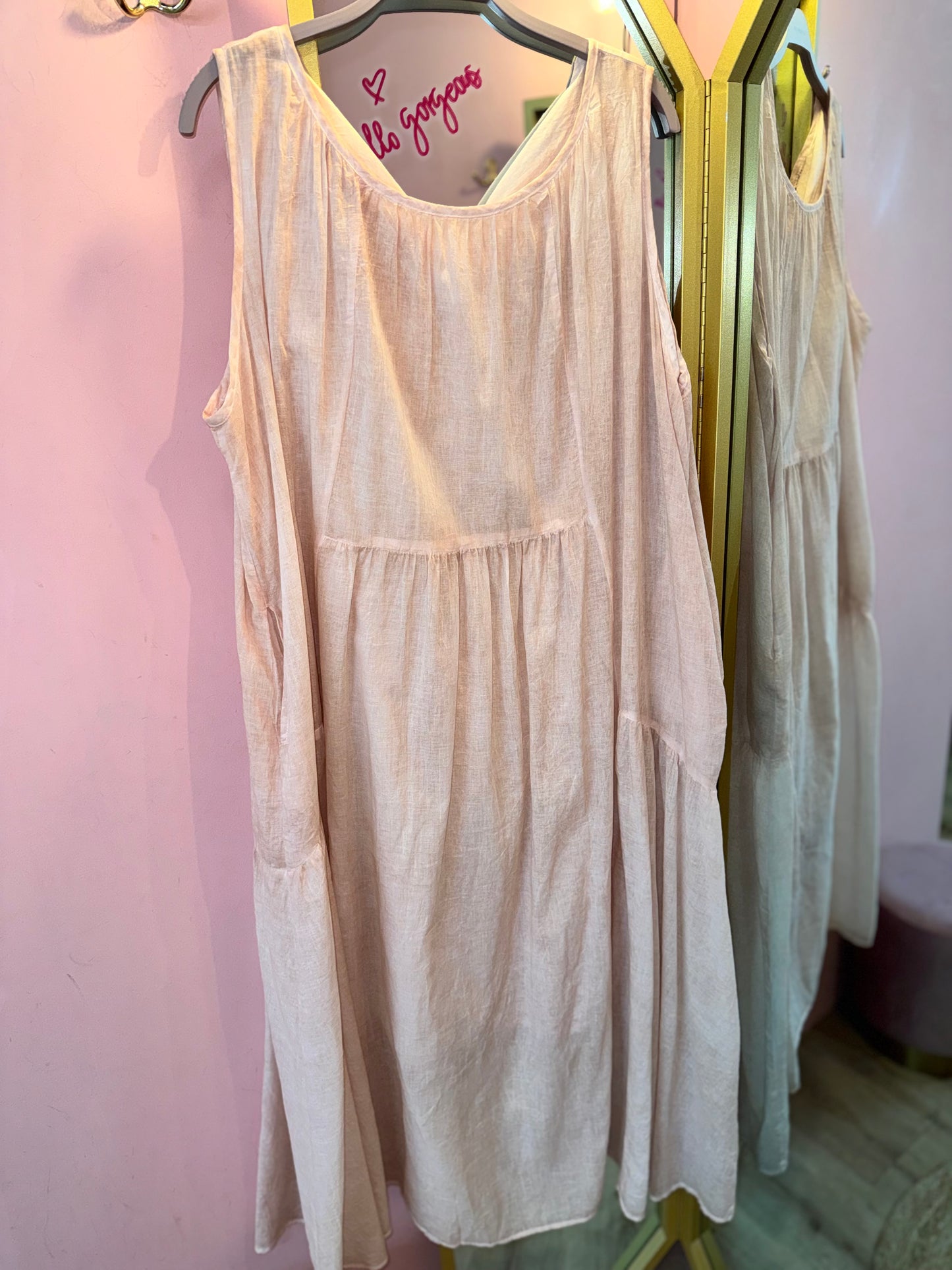 Sleeveless Linen Blend Relaxed Dress