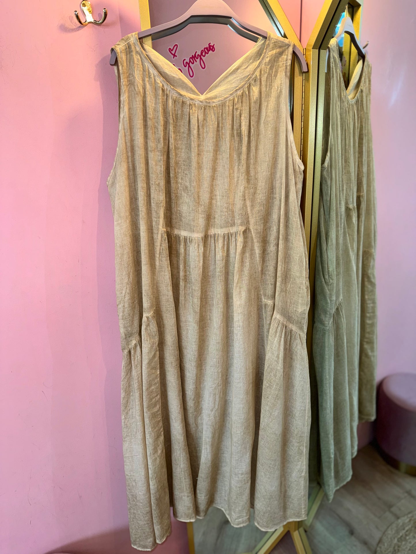Sleeveless Linen Blend Relaxed Dress
