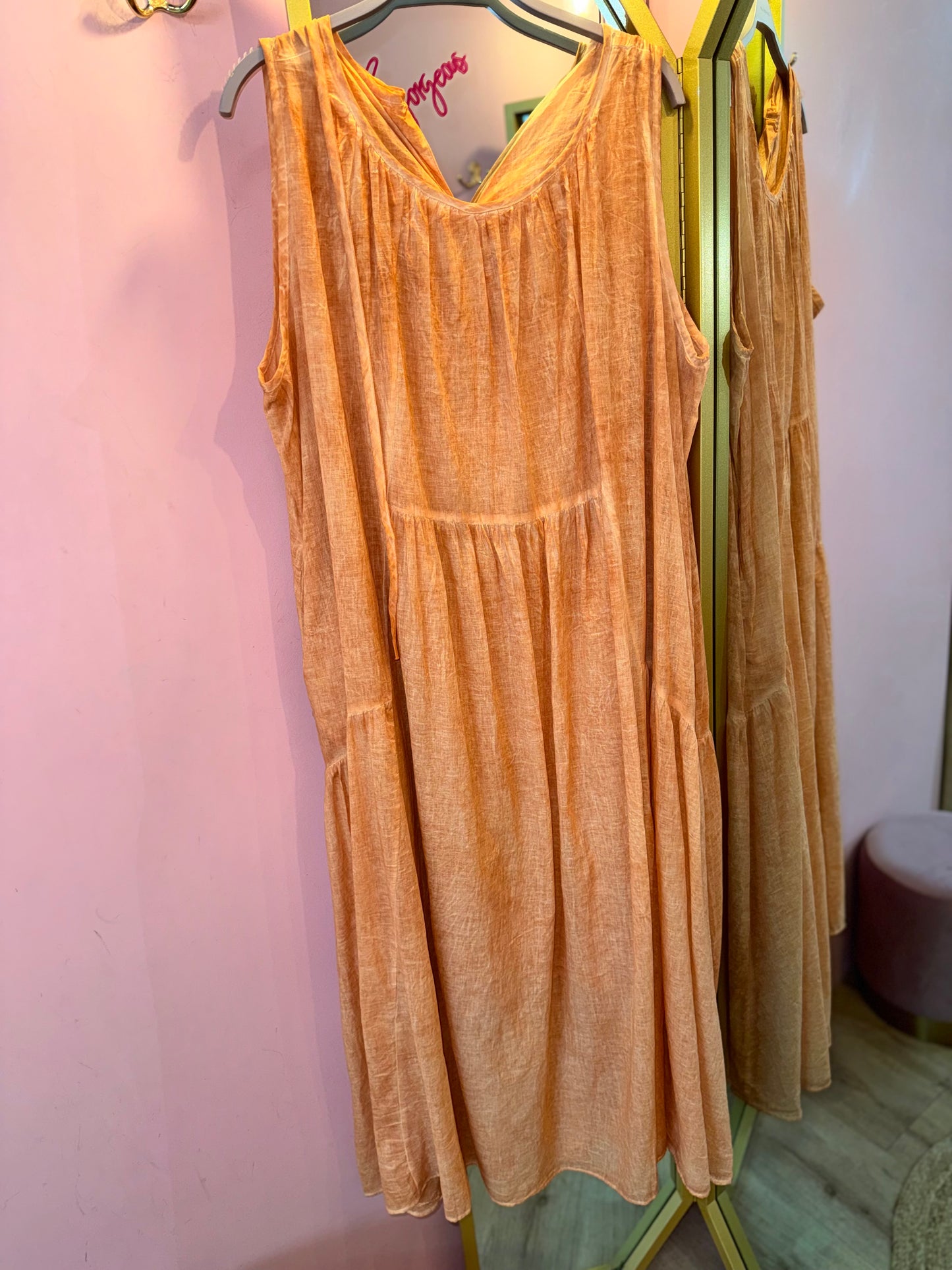 Sleeveless Linen Blend Relaxed Dress