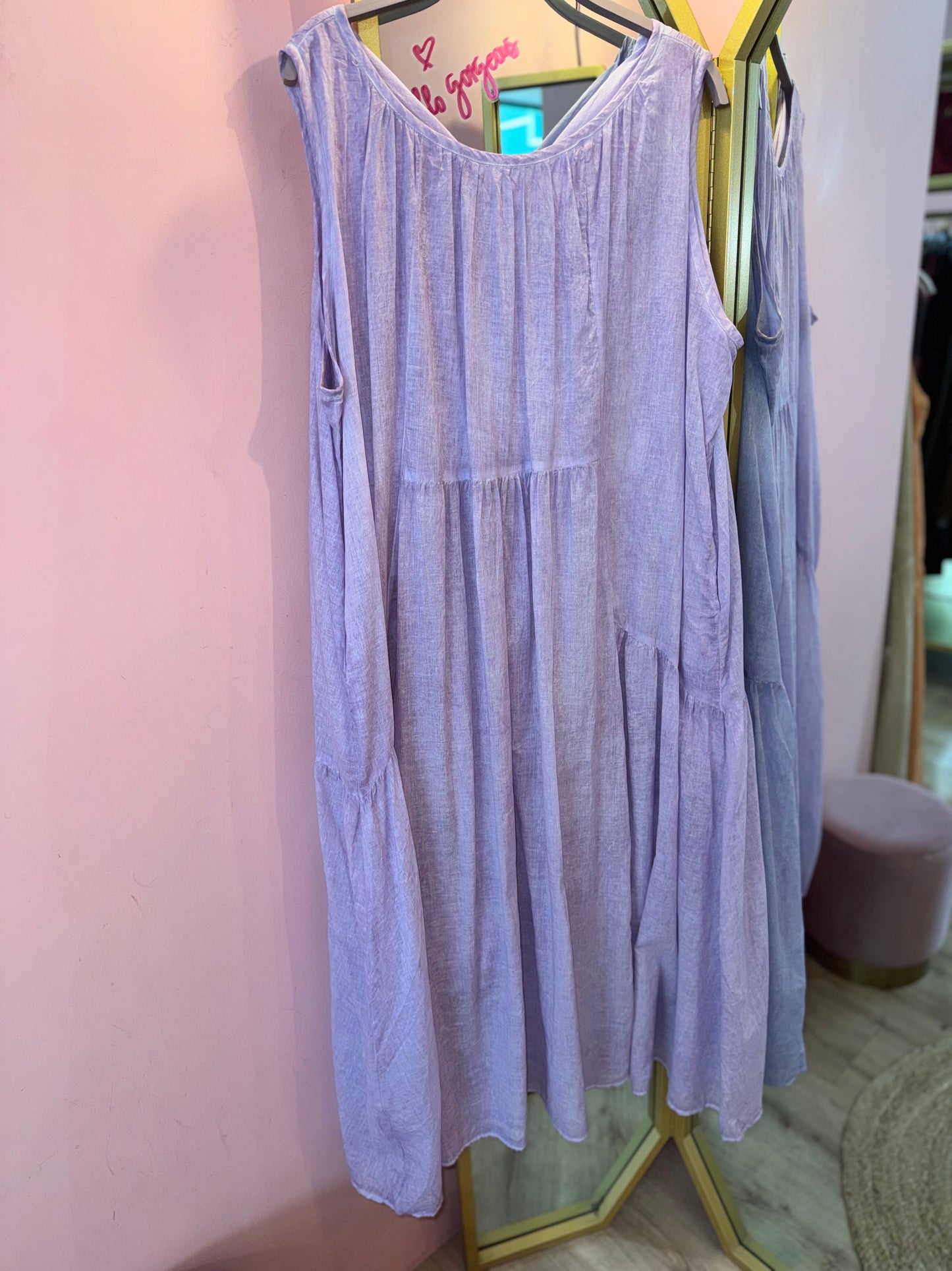 Sleeveless Linen Blend Relaxed Dress