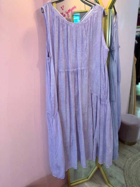 Sleeveless Linen Blend Relaxed Dress