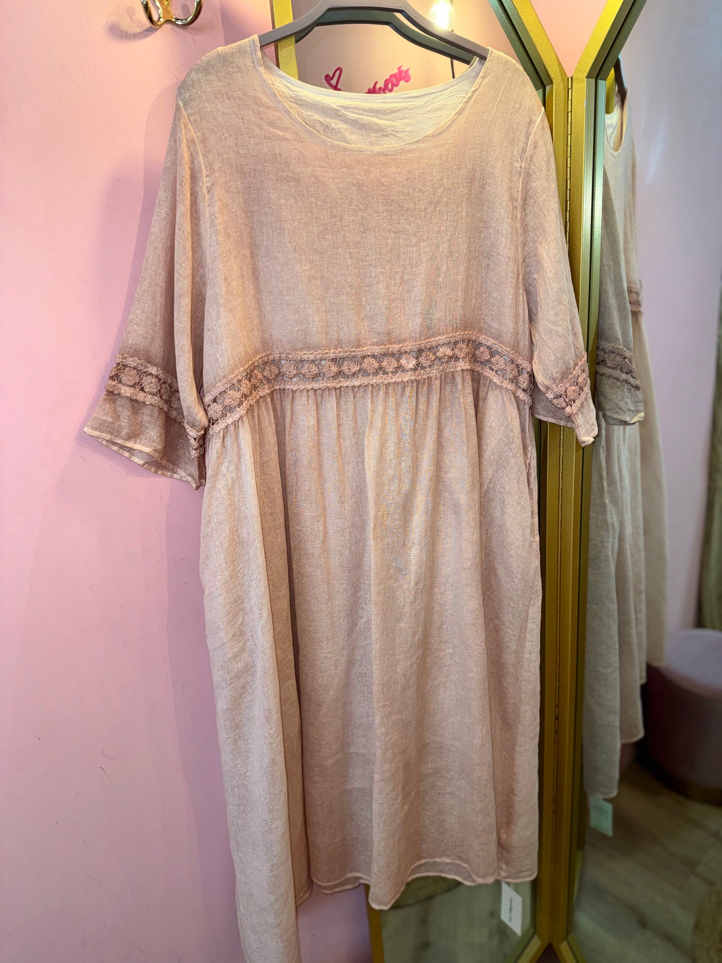 Linen Lace Detail Dress