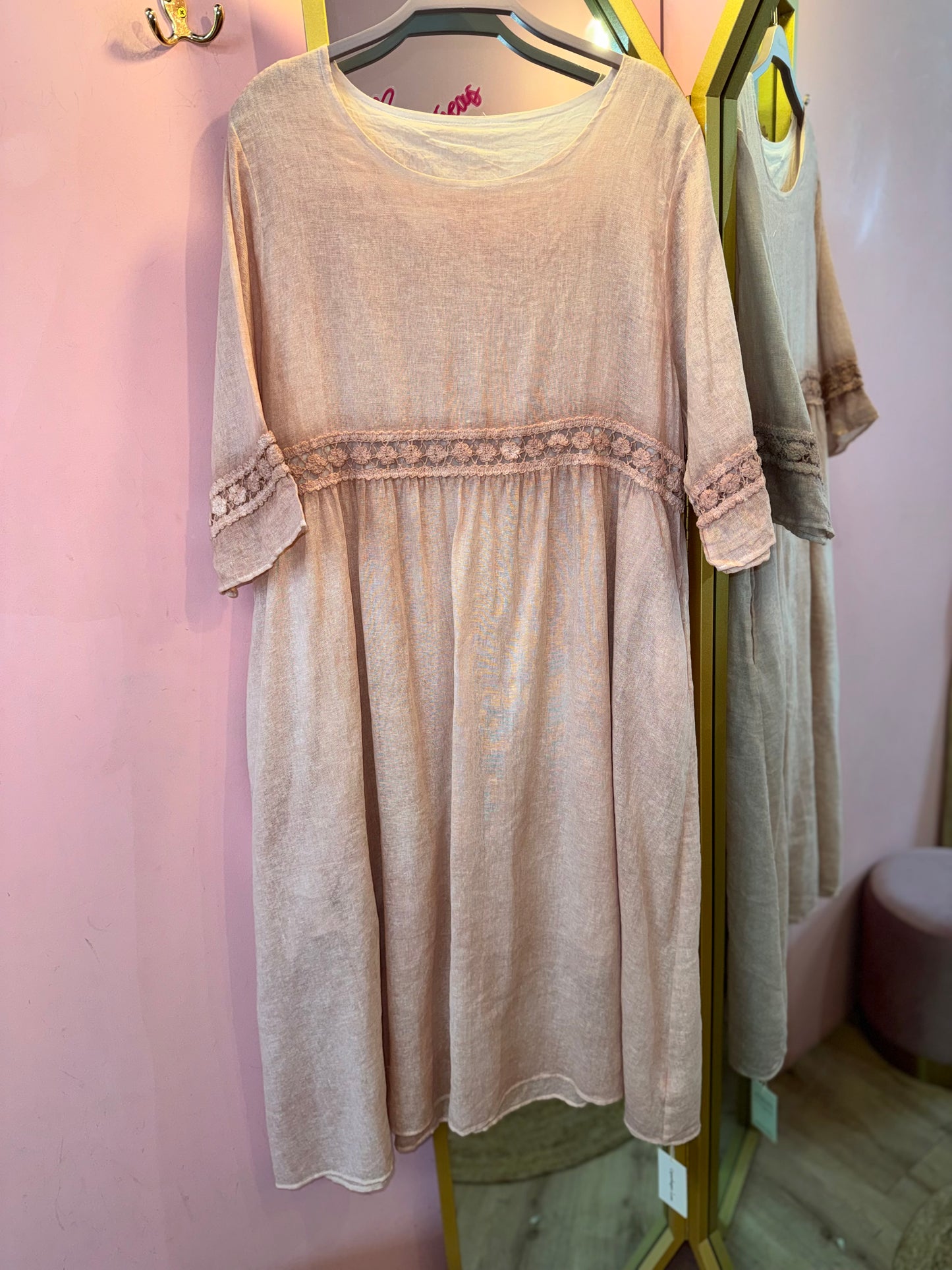 Linen Lace Detail Dress