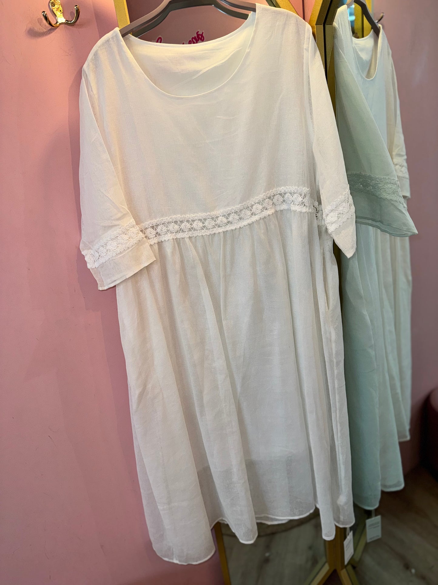 Linen Lace Detail Dress