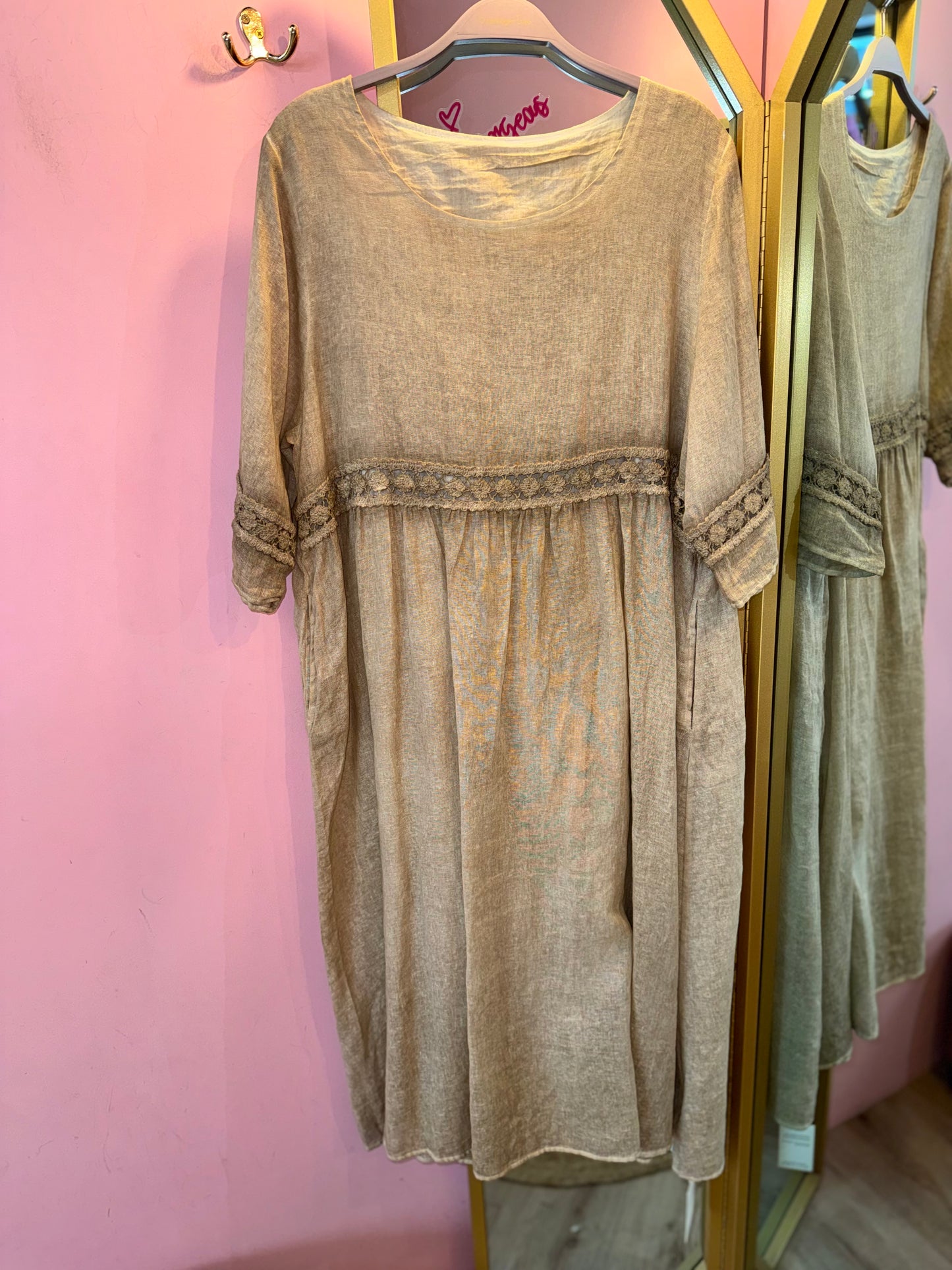 Linen Lace Detail Dress